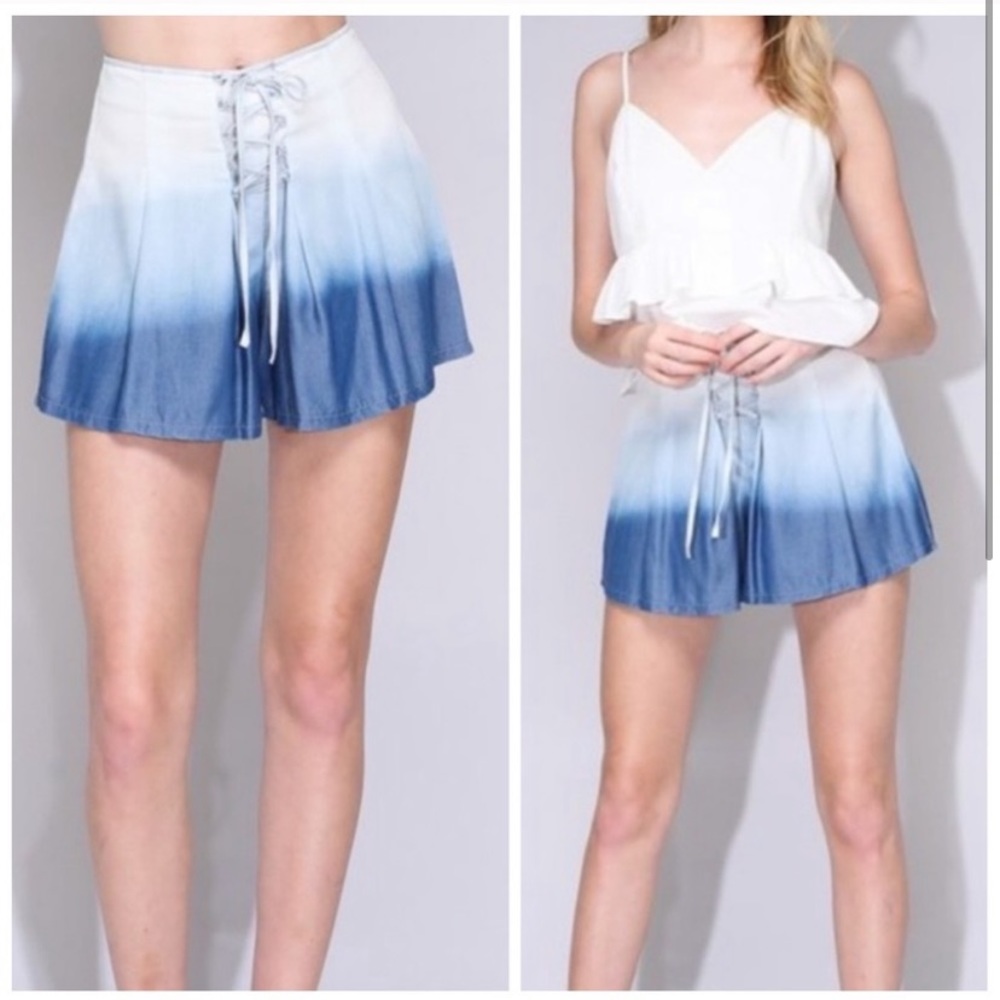 Do + Be Ombré Lace-Up High-Waisted Shorts